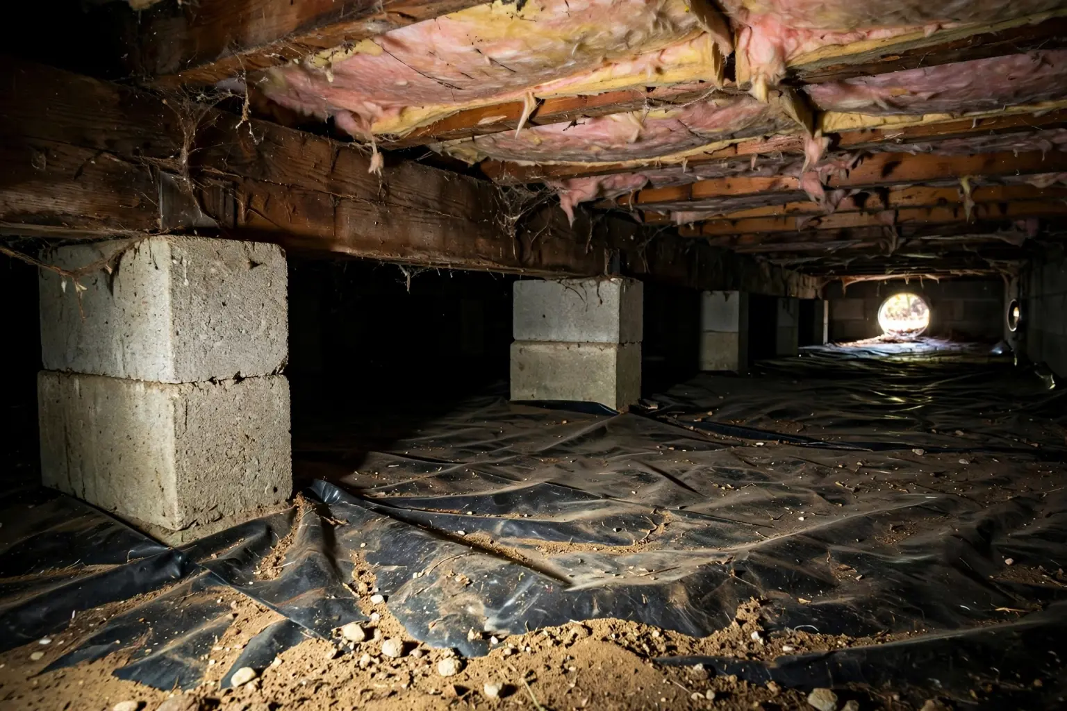 Crawl space with ductwork inspected in a Spring Hill FL home