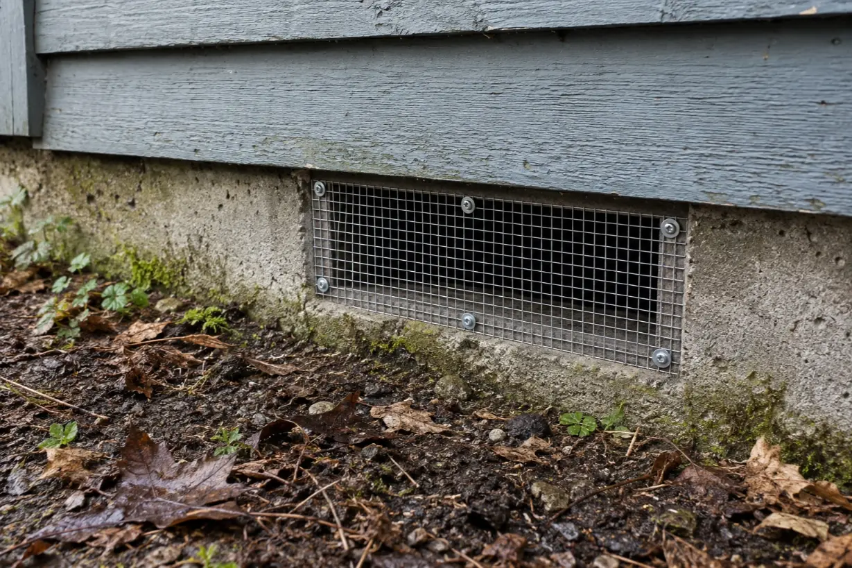 Stainless hardware cloth rodent exclusion at a Spring Hill soffit
